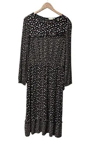 Fat Face Margot Pop Ditsy Floral Long Sleeve Midi Maxi Dress Black Multi US 12