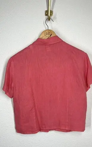 120% Lino 3 Piece Linen Set Top Tank Skirt 46/48 Pink Midi Vintage Embroidered Size undefined