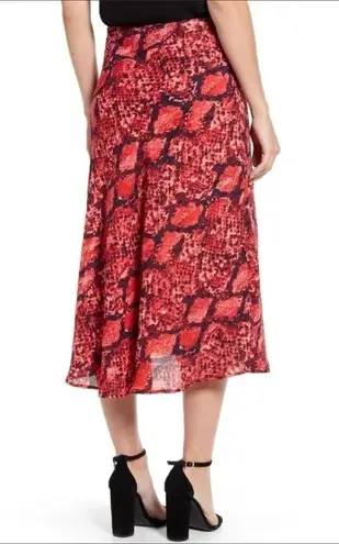 Gibson Roselyn Red Snakeskin Maxi Skirt Ruffle NWT