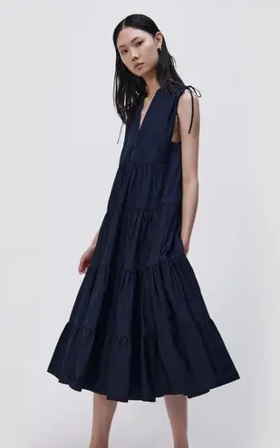 Jonathan Simkhai Atlanta Tiered Midi Dress Blue