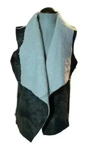 JACK NWT Women's Brown Faux Leather Shearling Open Vest Size L 70s Penny Lane