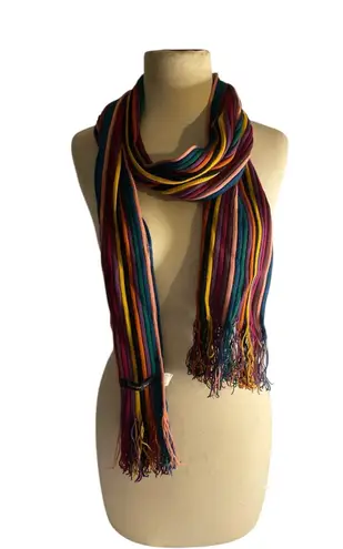 Boho Rainbow Knit Fringe Wool Blend Striped Knitting Inn One Size Purple