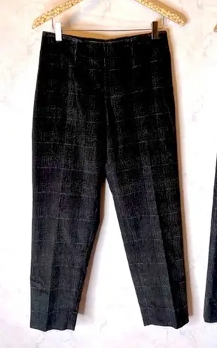 Piazza Sempione Audrey black plaid velvet high waisted straight leg ankle pants