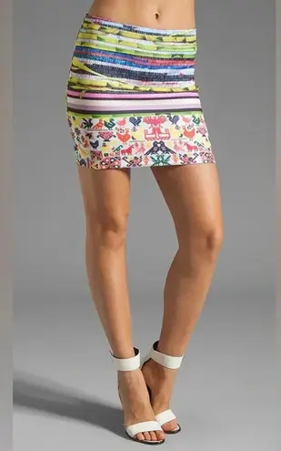 Clover Canyon Vintage Surf Shack Neoprene Bodycon Fitted Mini Skirt Size XS