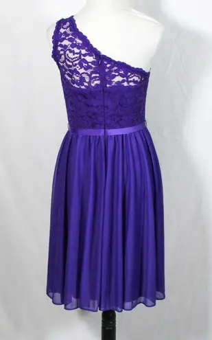 David's Bridal Grape Purple One Shoulder Formal Dress Y2K Style Size 8