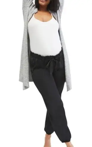 NWT Motherhood Maternity Underbelly Black Satin Jogger Pants Women’s Size Large