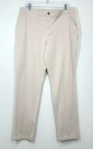 Garnet Hill Women's Size 14 Pima Cotton Stretch Light Stone Khaki Casual Pants
