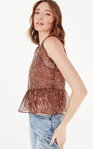 Cami NYC Amira Jungle Print Peplum Silk Top M