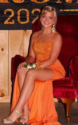 Ellie Wilde Orange Prom Dress