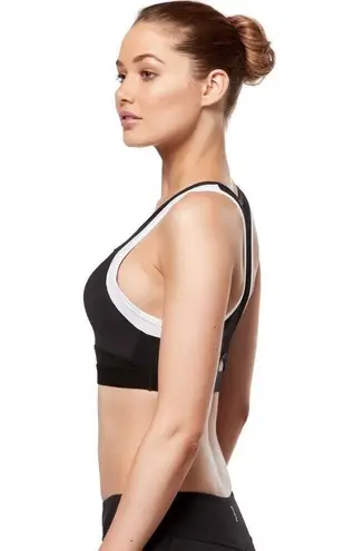 Lilybod NEW S Petta Color Block High Neck Racerback Sports Bra Black White