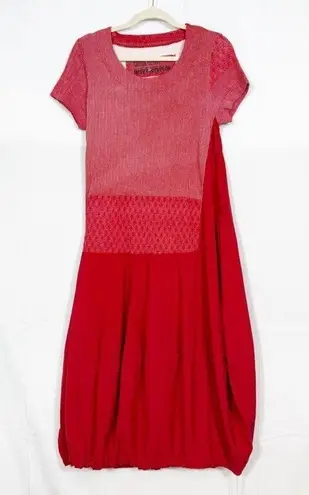 Rundholz Black Label Bubble Balloon Midi Dress In Red Chili Print Lagenlook