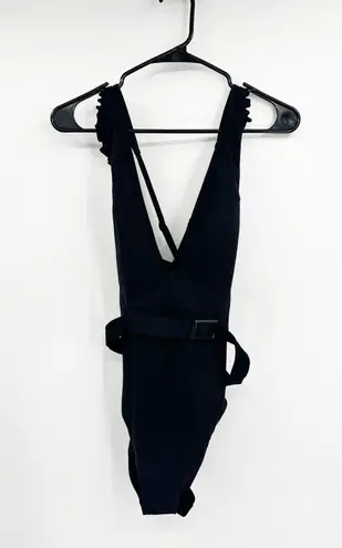 Skinny Dippers Jelly Beans Cinch Ruffle One Piece Swimsuit Black Size Medium NWT