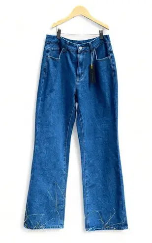 GILIPUR Solid LOW Waist Wide LEG JEANS NWT Blue Size undefined