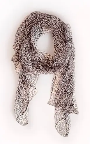 Leopard Animal Print Scarf Sheer Lightweight Chiffon Taupe Mauve Neutral Tan - Image 1