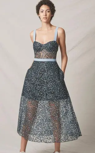 ABS Allen Schwartz NWT Eden Bustier Floral Print Midi Semi-Sheer Mesh Panels 10