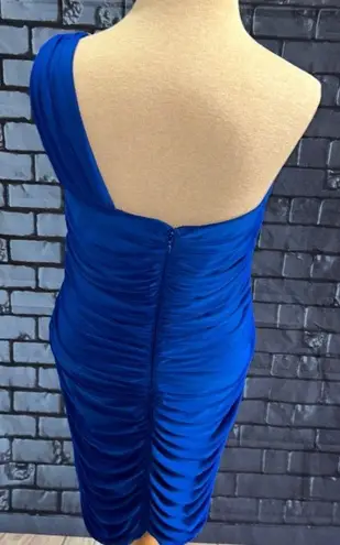 Hailey Logan Woman’s one shoulder dress with all over ruching royal blue size 12