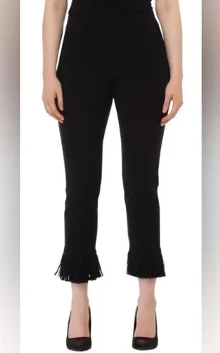 Joseph Ribkoff Black Fringe-Hem Trousers – High-Waist, Slim Straight Fit