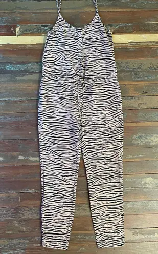 Enza Costa Linen Strappy Animal Print Jumpsuit