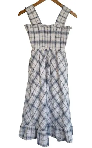 Eliza J Bodice Blue and White Plaid Gingham Midi Dress Sundress Tea Dress 4