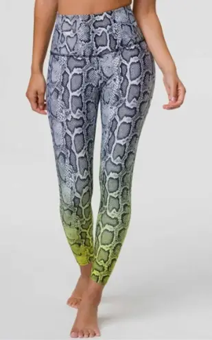 Onzie Vixen High Rise Leggings Snake Python Ombre Neon Size Small Medium Women's