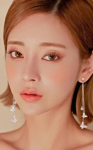 Gold Butterfly Crystal Long Tassel Dangle Drop Earrings for Women