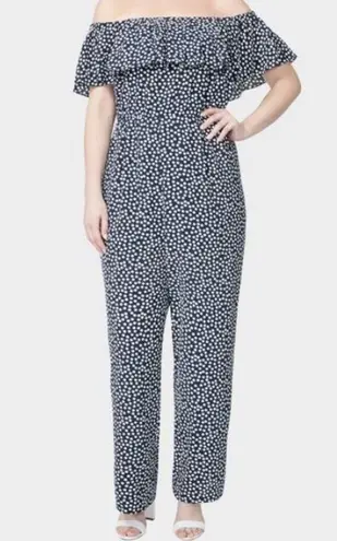 Betsey Johnson  Polka Dot Jumpsuit, Navy Plus Sizes