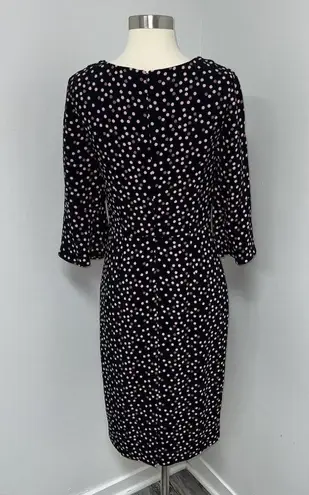 Boden Delia Dress Black Pop Spot Polka Dot Size 6 R Flutter 3/4 Sleeve Midi