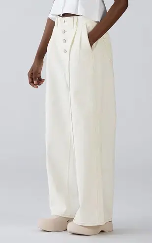 Rokh x GU (Uniqlo) Wide Button Cotton Jeans in Off White Size L