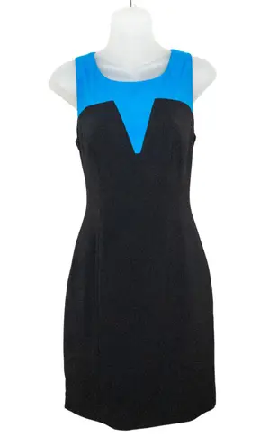 JAY GODFREY Blue Black Colorblock Sleeveless Silk Mini Dress Lined Women's 8