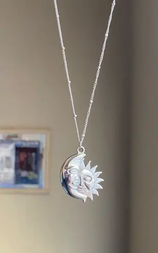 Handmade stainless steel whimsical vintage boho style sun & moon necklace🌛🌞