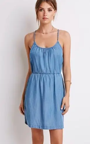 Life in Progress Denim Chambray Lyocell Tank Mini Dress Casual Sleeveless summer