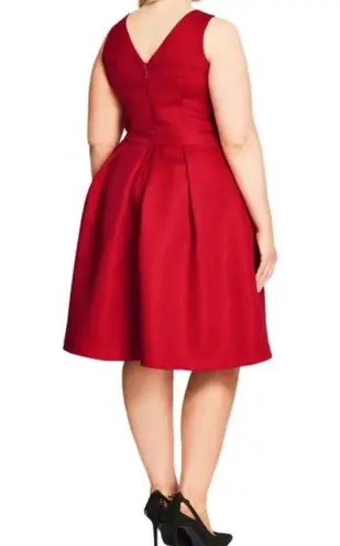 City Chic  Red Big Bow Fit & Flare Dress Size large 20