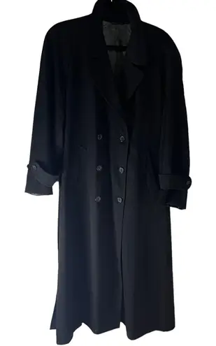 Woolf Brothers Vintage 100% Pure Wool Black Belted Trench Coat