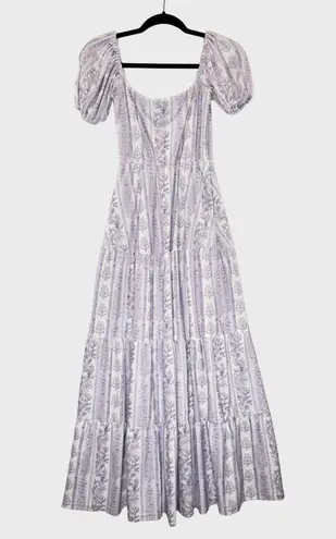 Smith & Quinn Womens Dress Purple Maxi Floral Puff Sleeve Tiered A Line Boho XS
