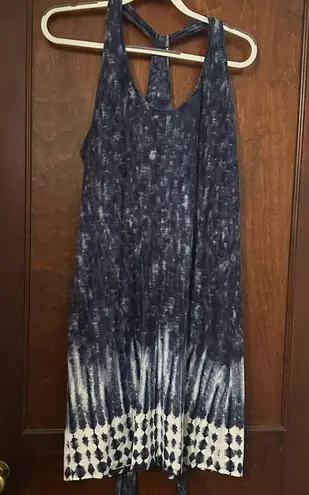 Patagonia  Kiawah Island Dress Blue Tie-Waist Tie-Dye Size L