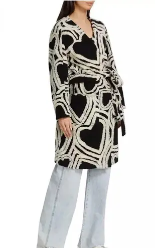 Farm Rio 's Wild Hearts wool blend coat with self tie belt NEW