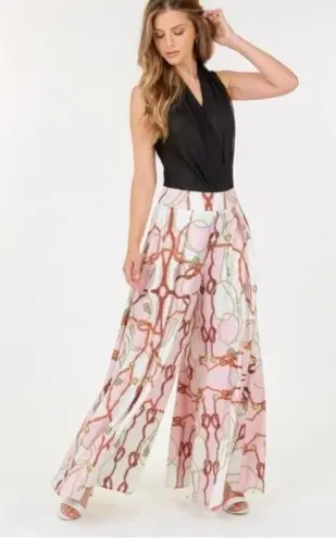 High Waist Wide Leg Printed Palazzo Pants Size L