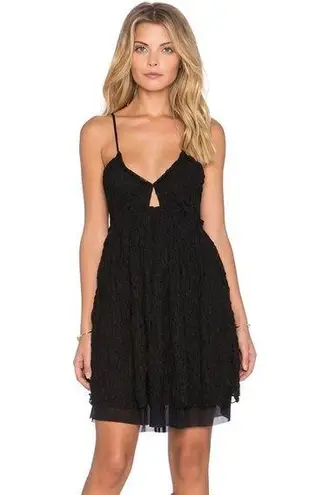 Free People  nicolette black keyhole cutout mini lbd dress