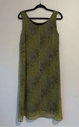 Robbie Bee Vintage 100% Silk Midi Dress Brown Animal Print Sleeveless Size 10