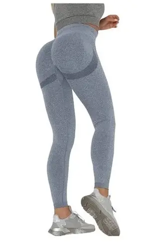 Womens Gray Seamless Butt Lift Tummy Control High Waist Leggings Size L Size L