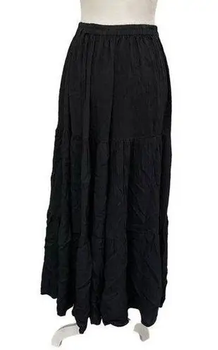 Vintage Double D Ranch Tiered Western Broom Long Maxi Skirt Black size Medium