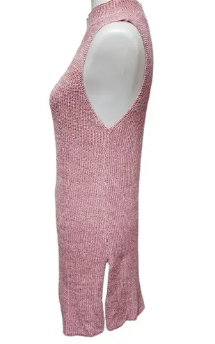 Poof! pink marled mockneck vented sleeveless tunic size large