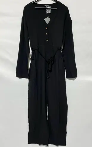 Area Stars New Long Sleeve Button Front Belted Jumpsuit Bella Black Size Medium