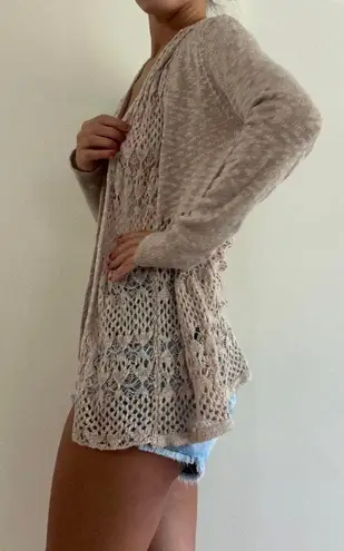 Beldini Beige Crochet Cardigan Size Small