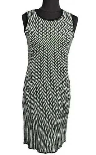 Misook Exclusively Green Printed Stretch Acrylic Sleeveless Bodycon Dress XS