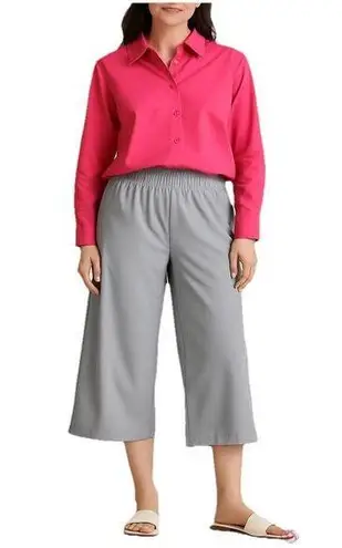 Zac & Rachel Light Gray Cropped Elastic Waist Dress Trousers Back Pockets XL