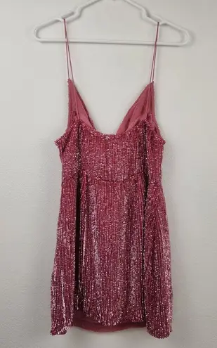 Retrofête Retrofete Jill Sequin Mini Dress in Pastel Pink Size Large NWT Spaghetti Straps