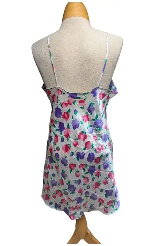 Vtg 1990s Inner Most White Pink Floral Print Satin V