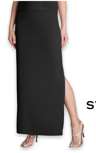 St. John Black Santana Knit Long Maxi Skirt