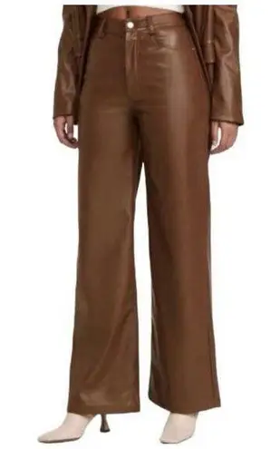 We Wore What Vegan Leather High Rise Dad Jean Cocoa Brown Women's Size 30